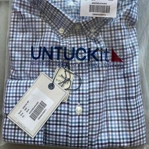 NEW UNTUCKit Dress Shirt Size M Checkered Blue Black White